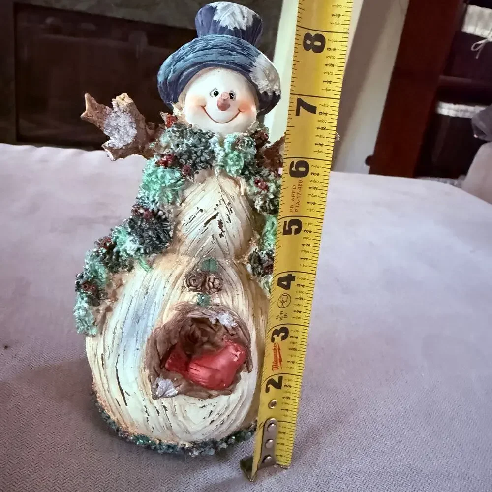Vintage Style Snowman Cardinal Birdhouse Christmas Winter Figurine Decor 8